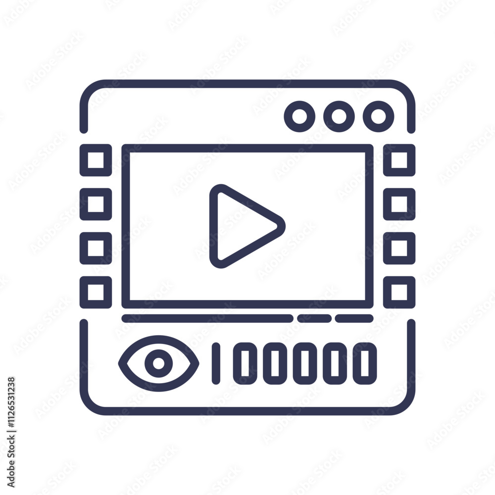 Poster video player interface with play button and view count, symbolizing video engagement.