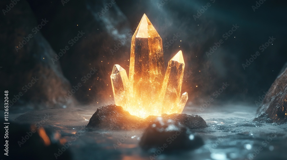 Poster a glowing crystal surrounded by soft beams of light in a dark room, symbolizing the hidden gems of c