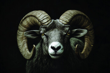 Majestic ram showcasing impressive curved horns