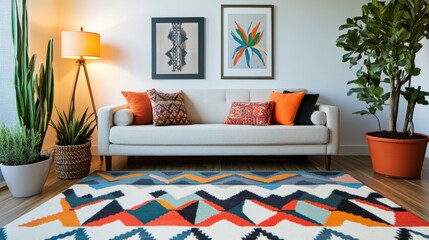 modern living room with stylish decor and vibrant colors