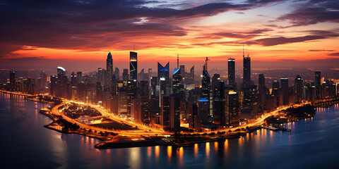 Fototapeta premium sunset in the city