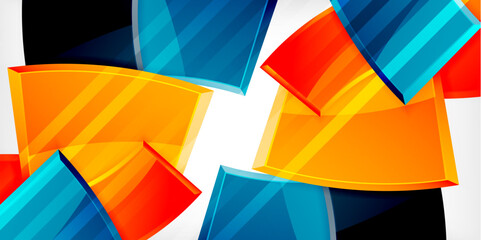 Round 3d shapes, plates background. Creative composition design template