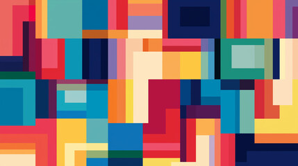 Abstract geometric pattern with vibrant colorful squares and rectangles creating a modern artistic design