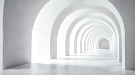Obraz premium A long hallway with white arches.