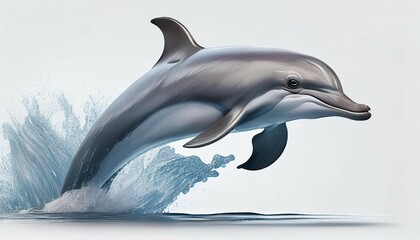 Fototapeta premium realistic dolphin jumping out of the water clip art render cinema 3d illustration on white background