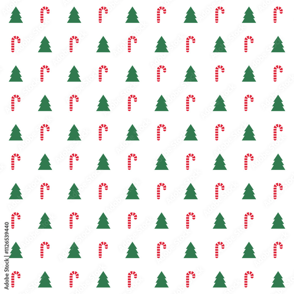 Poster a pattern background with a combination of tree and cane shapes in a december winter christmas conce