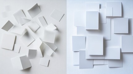 Obraz premium abstract arrangement of blank paper sheets for creative design