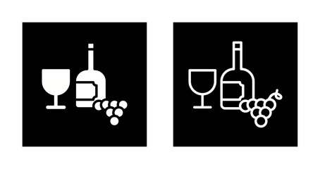 Wine Glass and Grapes Icon Design