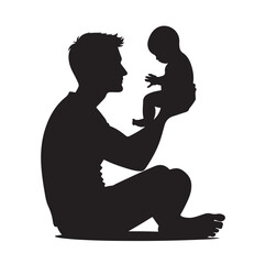 father and baby girl silhouette vector illustration