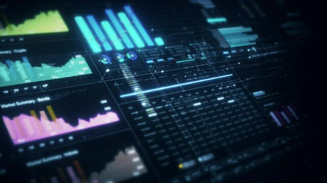 Dynamic data visuals for business info graphics, animated charts, and data-driven insights for a business meeting mock-up. Explore the world of trading, stock exchanges, and crypto