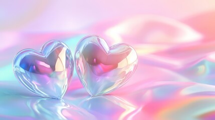 Transparent glass heart isolated on white,Holiday celebration,Valentine's Day or wedding,gift boxes and red hearts. Valentine scene for products showcase,copy space.