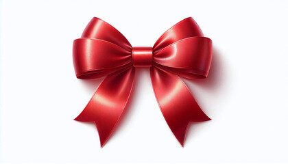 Fototapeta premium Elegant Red Ribbon Bow on White Background