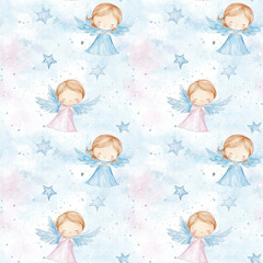 seamless pattern with angels