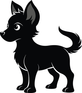 Balto baby dog, silhouette, white background