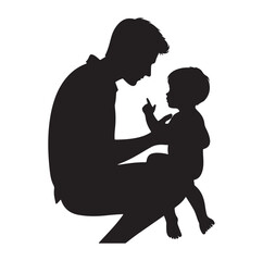 father and baby girl silhouette vector illustration