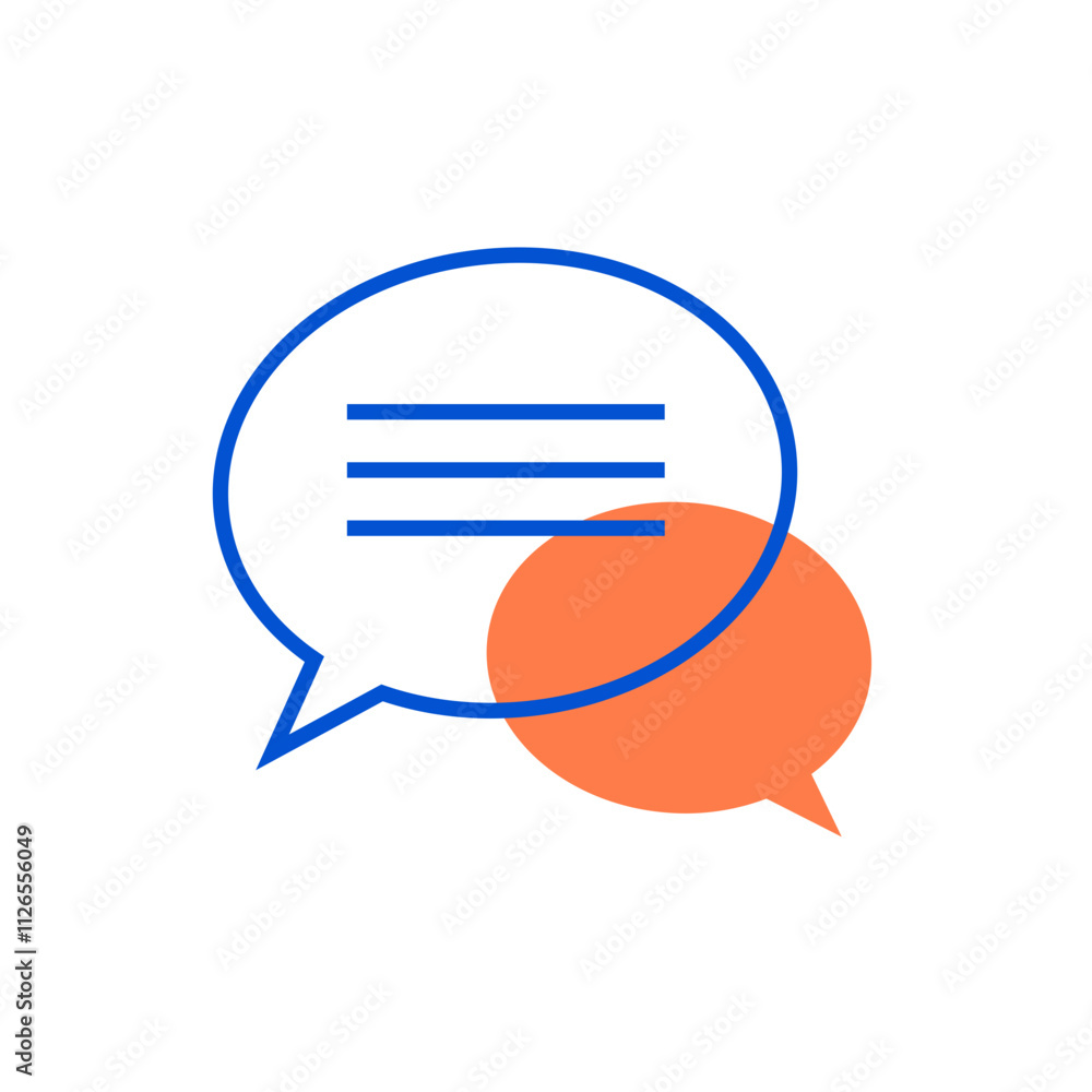 Poster two overlapping speech bubbles symbolize communication and dialogue.