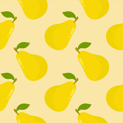 Pears Seamless Background. Pear fruit flat repeat background