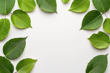 Gathering greenerynatural leaf arrangement on a white background botanical style minimalist viewpoint for artistic design