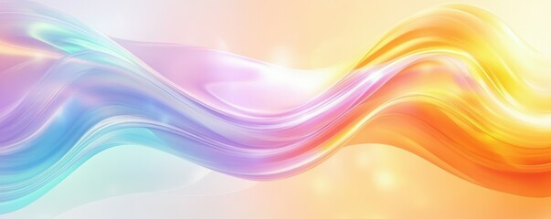 Obraz premium Holographic chrome gradient waves abstract background.