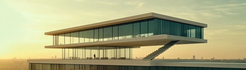 Fototapeta premium Magnificent Modern Architectural Wonder Overlooking Serene Coastal Landscape