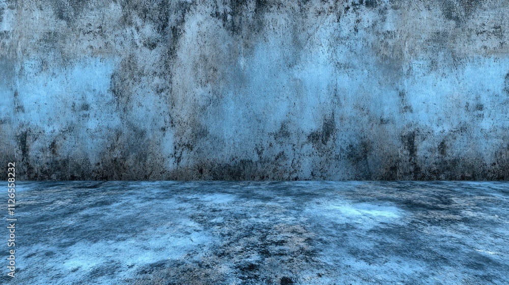 Poster smooth concrete wall paired with a textured floor in an empty industrial space, ideal for modern arc