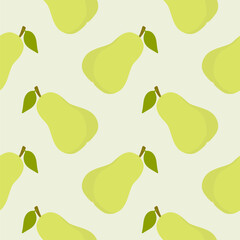 Pears Seamless Background. Pear fruit flat repeat background
