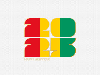 Abstract numbers 2025 with flag of Guinea.