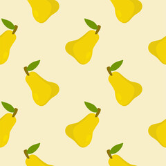 Pears Seamless Background. Pear fruit flat repeat background