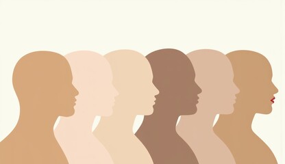 Diverse silhouettes of bald heads representing unity and support for World Cancer Day awareness