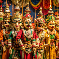 A traditional puppet show featuring intricately crafted puppets