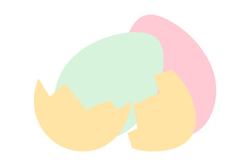 Easter Eggs end cracked eggshell in trendy colorful festive hues Easter greeting festive composition