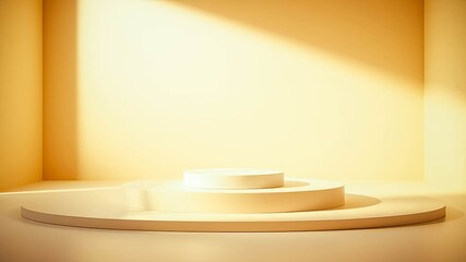 Obraz premium Minimalist Beige Product Display Platform with Sunlit Corner