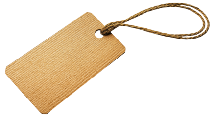 PNG Brown paper tag with a string loop
