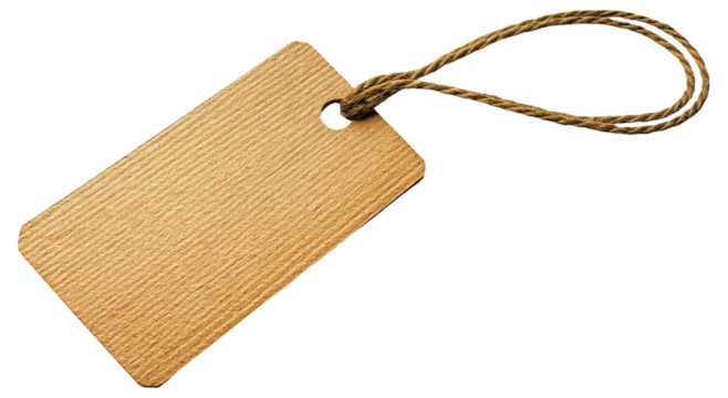 PNG Brown paper tag with a string loop