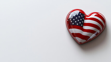Fototapeta premium Heart Health Awareness Concept with USA Flag and 3D Heart Model on White Background