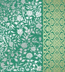 wedding card design, traditional paisley floral pattern , royal India	