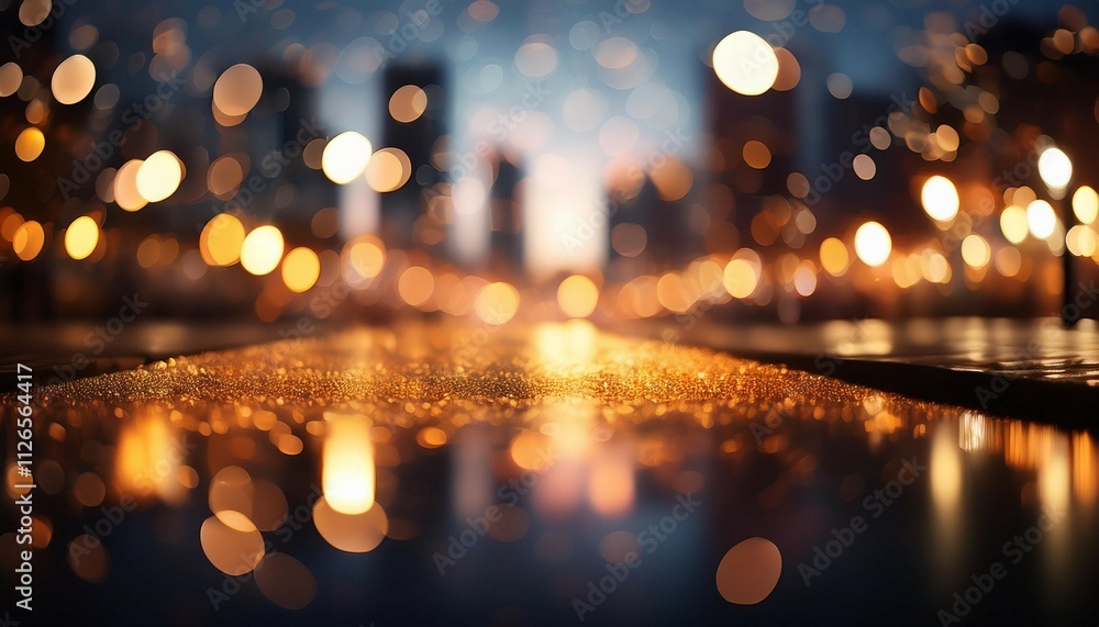 Aufkleber defocused city lights with a warm glow creating an atmospheric bokeh effect