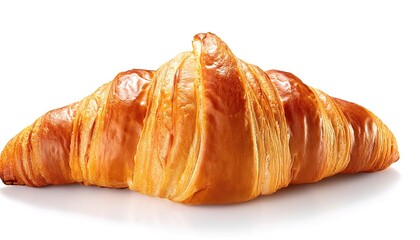 Croissant roll is a French buttery, flaky, viennoiserie puff pastry inspired by the shape of the Austrian kipferl, but using the yeast leavened laminated dough made from in a crescent shape. Isolated
