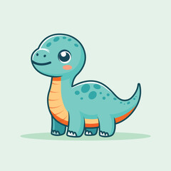 Cute Brontosaurs Standing Cartoon Vector Icon Illustration. Animal Nature Icon Concept Isolated Premium Vector. Flat Cartoon Style