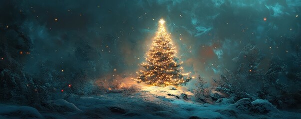 Magic Christmas Tree. Christmas background
