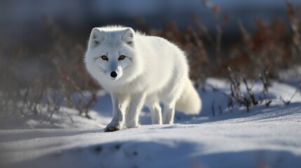 Naklejka premium Arctic Fox Walking Through Winter Snow
