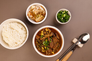 Yukgaejang is a Traditional Korean Spicy Beef Soup. 