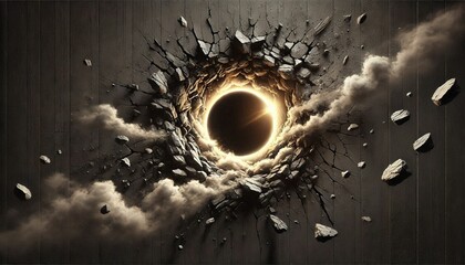 black hole breaking through black wall