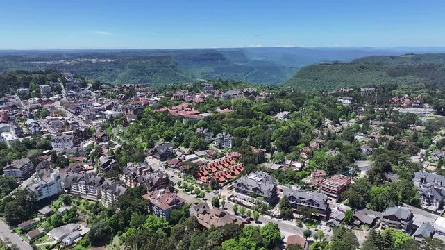 Gramado Skyline At Gramado In Rio Grande Do Sul Brazil. Downtown District. Metropolis Landscape. Highrise Buildings. Gramado Skyline At Gramado In Rio Grande Do Sul Brazil. Beautiful City Skyline.