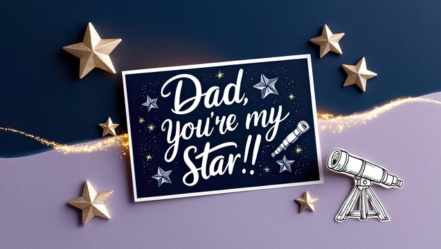 Father's day celebration dad you’re my star greeting card home graphic design heartfelt