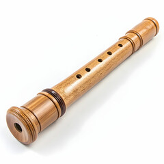 Naklejka premium A wooden recorder with smooth finger holes,