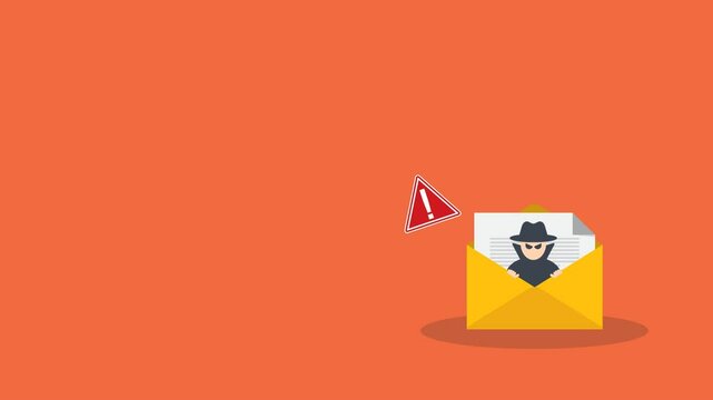 Email data phishing. Cyber thief hide inside email on a laptop computer. Virus, malware, email fraud, e-mail spam, phishing scam, hacker attack concept.