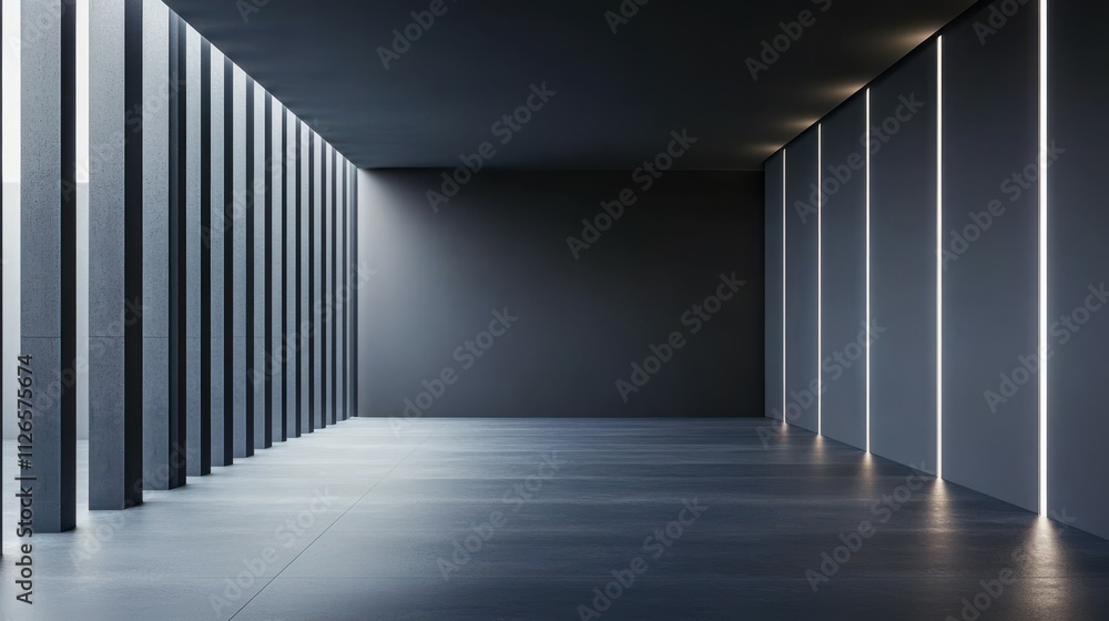 Poster grey room with an abstract 3d background features low light and shade with a blurred pattern ideal f