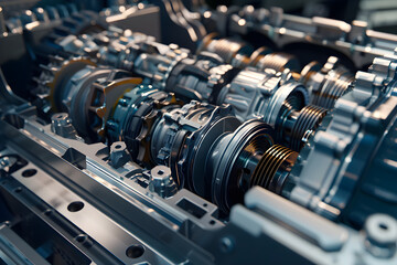 Close-up View of a Complex ZF Transmission System with Detailed Machining and Quality Metallurgy