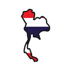 THAILAND Map with flag in body